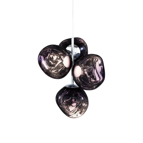 Melt Chandelier Mini Pendant plastic material grey / LED - Ø 54 x H 63 cm / Metallised polycarbonate (color change) - Tom Dixon - Smoke - Blow-moulded polycarbonate, Steel