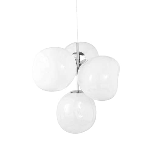 Pendelleuchte Melt Chandelier Small plastikmaterial weiß / LED - Ø 98 x H 103 cm - Tom Dixon - Opaleszierendes Weiß / Verchromte Fassung - Geblasenes Polycarbonat, Stahl