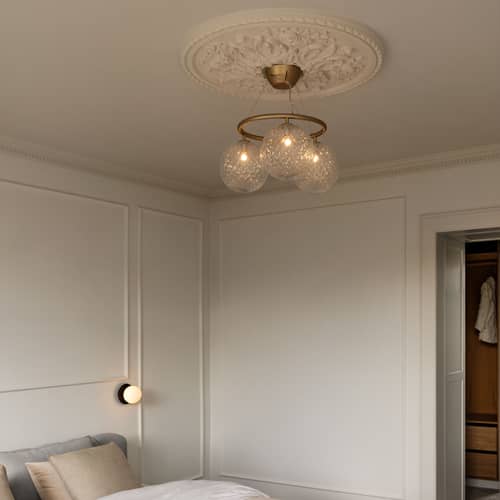 Pendelleuchte Miira 3 Circular glas transparent / Ø 54 cm - NUURA - Transparent (facettiert) / Gold, transparent - Aluminium, mundgeblasenes Glas
