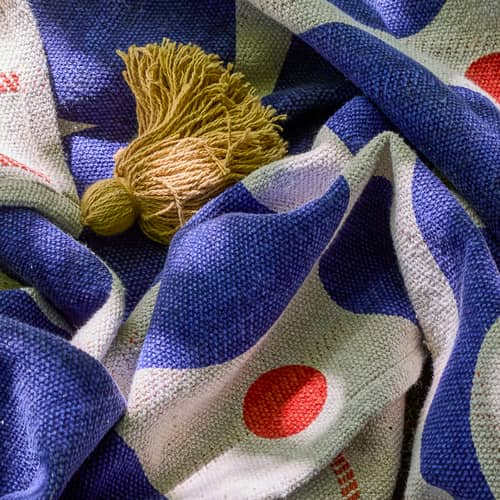 Plaid Eviaya bleu / 160 x 130 cm - Bloomingville - Bleu - Coton, Polyester