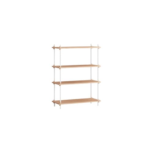 Regal Shelving System - s.115.1.A holz natur / B 85 x H 115 x T 35 cm - MOEBE - Eiche natur / Weiß - MDF Eichenfurnier, Stahl
