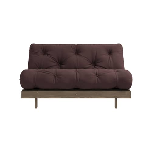 Canapé convertible Roots / L 140 cm - 3 positions / Structure marron - KARUP DESIGN - Marron 715 / Bois marron - Fibres recyclées mélangées, Mousse, Pin massif certifié FSC laqué, Tissu
