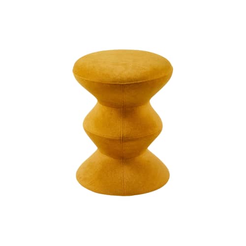 Sgabello imbottito Zig Zag Soft tessuto giallo - Pols Potten - Giallo - Espanso, Legno, Tessuto