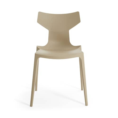 Re-Chair Stacking chair plastic material beige / Recycled material - Kartell - Turtledove - Recycled thermoplastic technopolymer