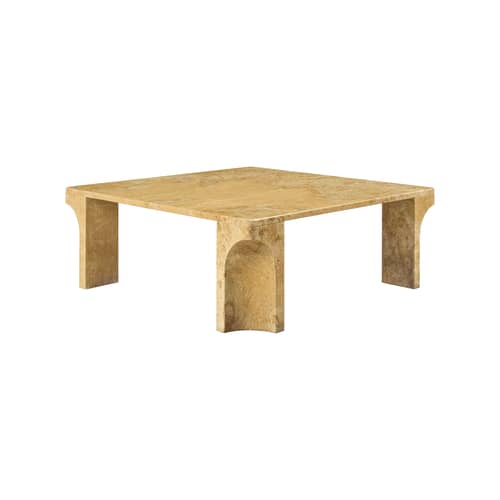 Table basse Doric marbre jaune / 80 x 80 cm - Gubi - Marbre ambre miel - Marbre