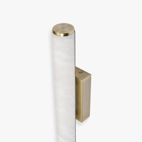 Cameron LED Wall light stone white / L 45 cm - Jade stone - NV GALLERY - Translucent Jade / Gold - Iron, Jade