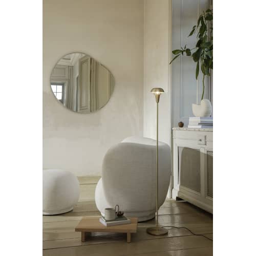 Pond XL Wall mirror grey silver metal / 87 x 94 cm - Ferm Living - Dark chrome - Chrome plated zinc, Glass, Painted MDF