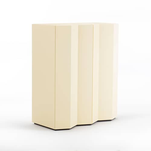 Armoire Z24 726 bois jaune / L 101 x H 120 x P 53 cm - Façade en zigzag - Zanotta - Jaune cire - Contreplaqué, MDF laqué, Verre trempé
