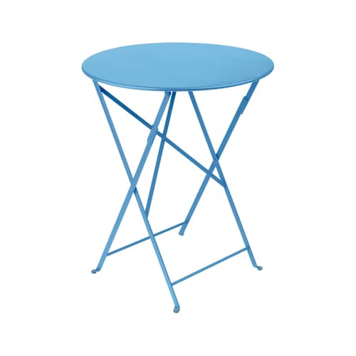 Tavolo pieghevole Bistro metallo blu / Ø 60 cm - Acciaio / 2 persone - Fermob - Blu Maya - Acciaio laccato