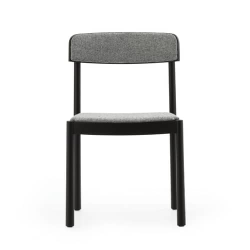 Chaise rembourrée Timb tissu gris - Normann Copenhagen - Tissu gris (Hallingdal 166) / Frêne noir - Contreplaqué de frêne, Frêne massif, Mousse, Tissu