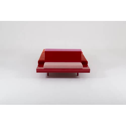 Dormeuse Place des Victoires / Par José Lévy / 200 x 110 cm - Exclusivité - Lelièvre Paris - Rouge - Frêne laqué, Mousse, Tissu