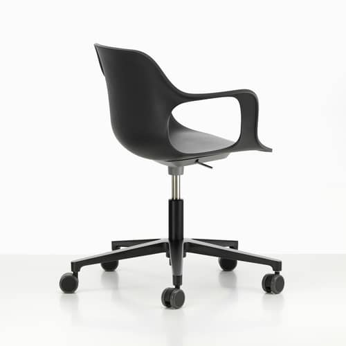 Fauteuil à roulettes HAL RE Armchair Studio / Recyclé - Vitra - Noir - Aluminium injecté, Polypropylène recyclé