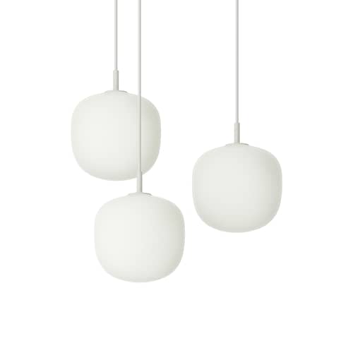 Rime Pendant glass white / 3 globes - Ø 18 cm - Muuto - White - Mouth blown glass, Varnished aluminium