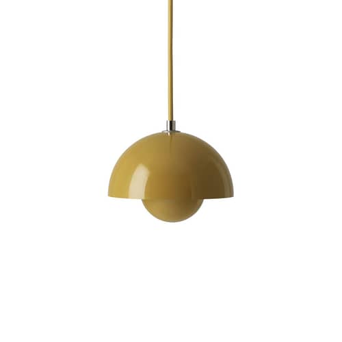Pendelleuchte Flowerpot VP10 metall gelb / Ø16 cm - By Verner Panton, 1969 - &tradition - Senfgelb - lackierter Stahl