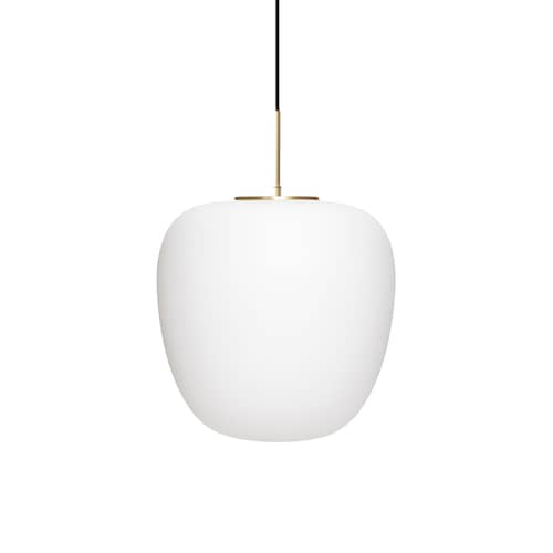 Pendelleuchte Muse glas weiß / Ø 40 cm - HÜBSCH - Weiß & Messing - Eisen, mundgeblasenes Glas