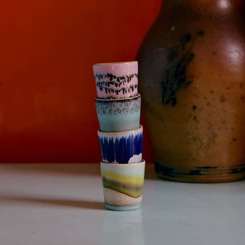 Portauovo 70s ceramics ceramica multicolore / Set di 4 - Ø 4,5 x H 5 cm - HK LIVING - Vibrance - Gres smaltato