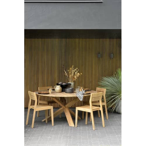 Circle Outdoor Round table natural wood / Teak - Ø 163 cm / 6 people - Ethnicraft - Teak - Solid teak