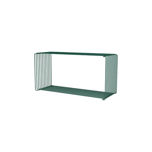 Panton Wire Extended Rectangle Shelf metal green / 70 x H 34.8 x D 25.7 cm - Verner Panton, 1971 - MONTANA - Pine 136 - Lacquered stainless steel wire