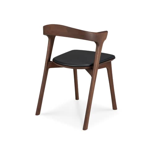 Stuhl Bok Indoor holz braun / Sitzfläche Leder - Ethnicraft - Braunes Teakholz / Schwarzes Leder - Leder, Massives Teakholz, Polyurethan-Schaum