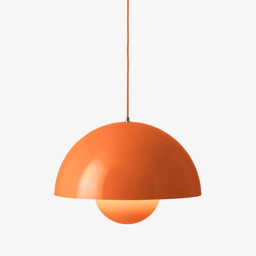 Suspension Flowerpot Big VP2 métal orange / Ø 50 cm - By Verner Panton, 1968 - &tradition - Orange Zesty - Aluminium laqué