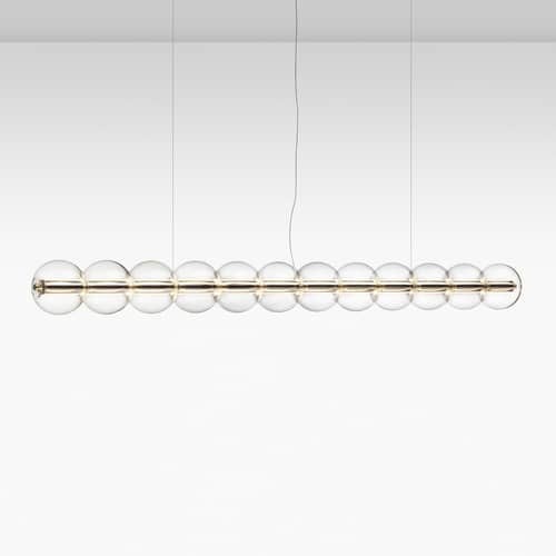 Suspension Luce Sferica S3 verre transparent / L 250 cm - Flos - L 250 cm - Aluminium poli, Verre soufflé main