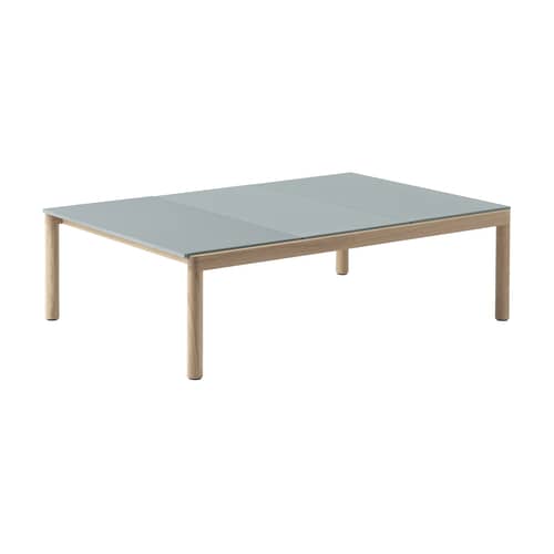 Table basse Couple / 84.5 x 120 x H 35 cm - Plateau grès réversible - Muuto - Bleu pâle / Chêne - Chêne huilé, Grès cérame