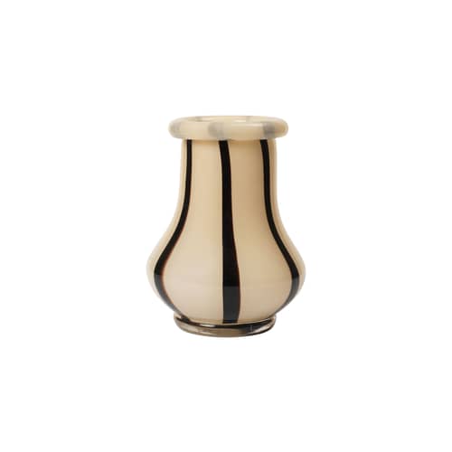 Vaso Riban Medium vetro beige / Ø 14 x H 19 cm - Fatto a mano - Ferm Living - H 19 cm / Beige e Cioccolato - Vetro soffiato a bocca