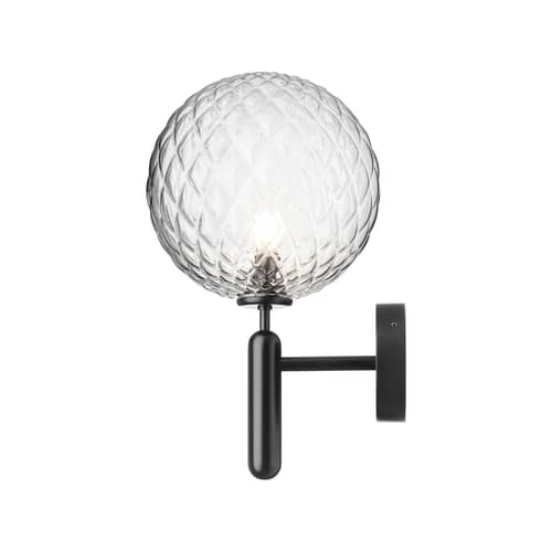 Applique d\'extérieur Miira OUTDOOR - NUURA - Transparent facetté / Noir - Aluminium thermolaqué, Verre soufflé bouche