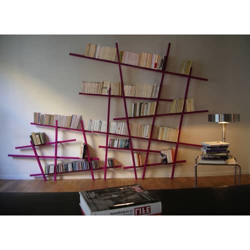 Bibliothèque Mikado Small bois blanc / L 185 x H 100 cm - Compagnie - Blanc - Hêtre laqué
