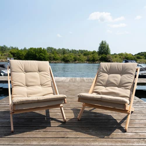 Fauteuil pliant Boogie Outdoor - KARUP DESIGN - Beige 402 / Hêtre - Hêtre massif huilé certifié FSC, Mousse, Polyester, Tissu Dralon