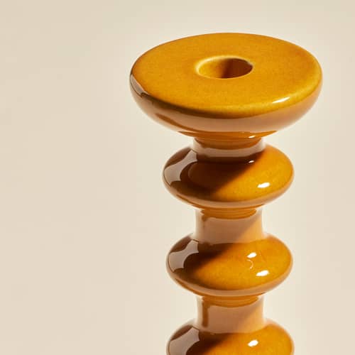 Bougeoir Slave céramique jaune / H 30 cm - Maison Sarah Lavoine - Fauve - Céramique