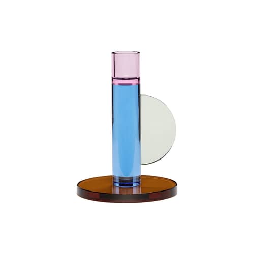 Astro Candle stick glass blue - HÜBSCH - Blue - Cristal