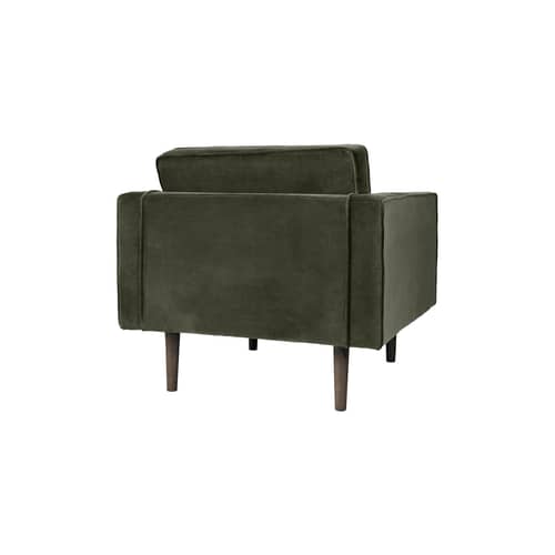 Fauteuil rembourré Wind tissu vert / Velours - BROSTE COPENHAGEN - Vert kaki - Aggloméré, Chêne huilé teinté, Mousse, Velours polyester