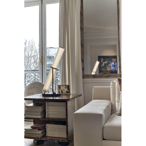 Lampada da tavolo Frechin LED vetro bianco / H 65 cm - Vetro e marmo - DCW éditions - Bianco & oro / Marmo nero - Marmo, Metallo, Vetro borosilicato