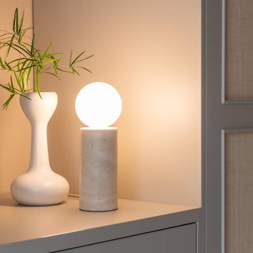 Lampe de table Tivoli - It\'s about Romi - Blanc - Travertin, Verre