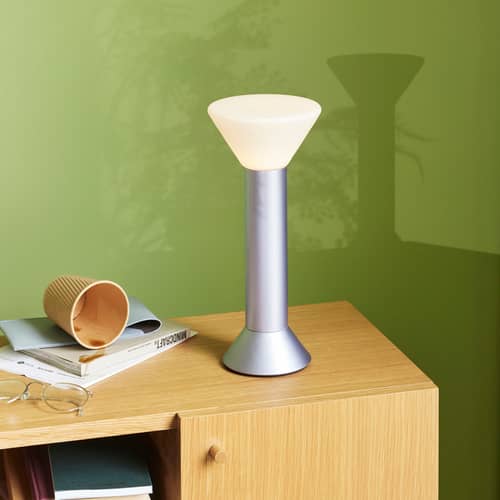 Lampe sans fil rechargeable Flash LED métal violet - HÜBSCH - Violet - Fer laqué, Verre