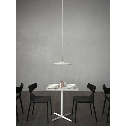 Aplomb Large Pendant stone white LED Cement / Ø 45 x H 20 cm - Foscarini - White - concrete, Lacquered polycarbonate
