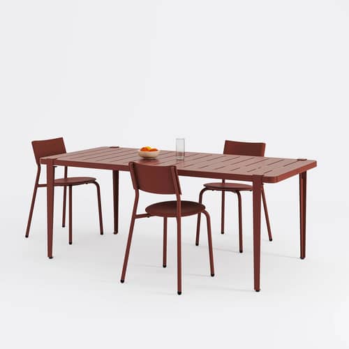 rechteckiger Tisch Midi metall rot / 190 x 90 cm - 8 Personen - TIPTOE - Ziegelrot - thermolackierter Stahl