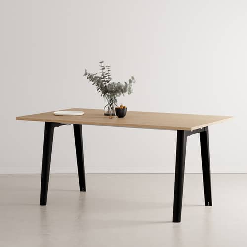 rechteckiger Tisch New Modern holz schwarz / 160 x 95 cm - Öko-zertifizierte Eiche / 6 bis 8 Personen - TIPTOE - Graphit-Schwarz - Massive Tanne mit Eichenfurnier, thermolackierter Stahl