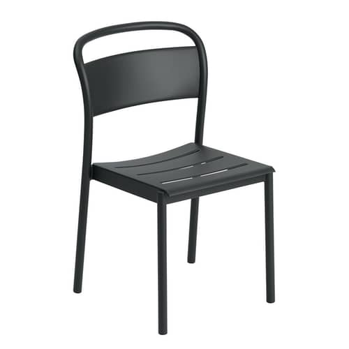Sedia impilabile Linear metallo nero / Acciaio - Muuto - Nero - Acciaio