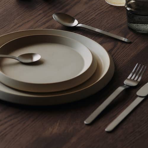 Set de couverts Stelo métal / 4 pièces - Ferm Living - Acier brossé - Acier inoxydable brossé