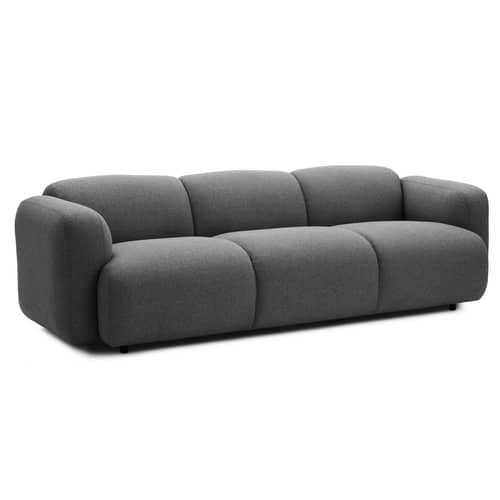 Canapé droit Swell tissu gris / L 235 cm - 3 places - Normann Copenhagen - Gris - Acier, Tissu