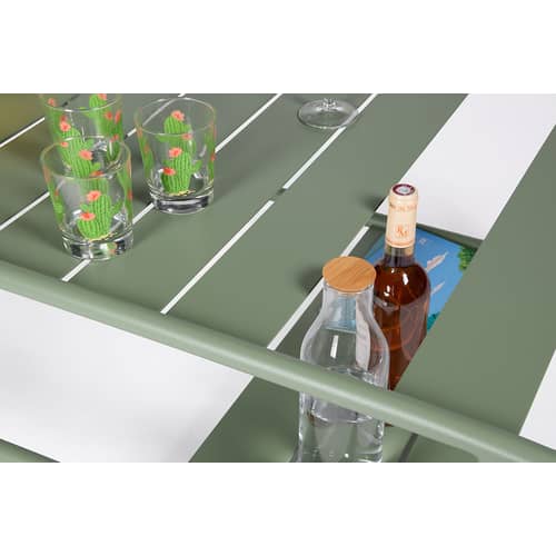 Table basse Luxembourg métal vert / Avec roues - 105 x 65 cm / Seconde vie - Fermob - Cactus - Aluminium