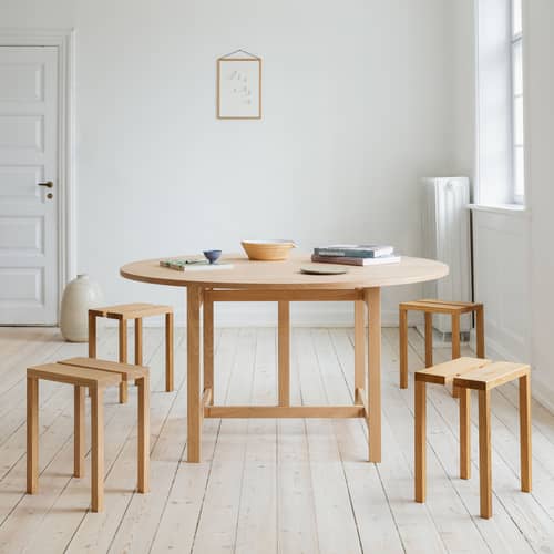 Tabouret Peg bois naturel - MOEBE - Chêne naturel - Chêne massif