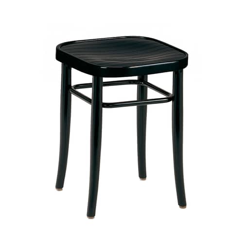 Tabouret Vienna 144 bois noir / H 45 cm - Réédition 1908 - Wiener GTV Design - Assise noire  / Strcuture noire - Contreplaqué de hêtre, Hêtre massif cintré
