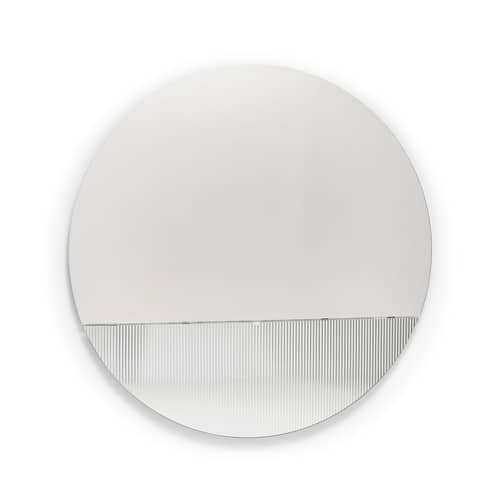 Wandspiegel Brame glas holz silber / Konsole - Klappbares Tablett - Ø 150 x P 47 cm - Mogg - Silbernes Tablett (geriffelt) / Palisander - Glas, Holzfaserplatte mit Palisanderfurnier