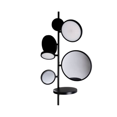 Applique bagno Tell Me Stories metallo nero / LED - 2 specchi + 2 mensole - H 86,5 cm - DCW éditions - Nero - Acciaio