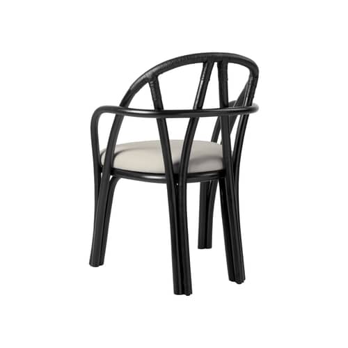 Bistra Armchair cane & fibres black / Upholstered seat - Gubi - Black / Velvet (Fustagno 001) - Foam, Rattan, Velvet