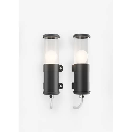 Bendz Outdoor wall light metal black / H 30cm - Transparent - SAMMODE STUDIO - Black - Lacquered stainless steel, Polycarbonate