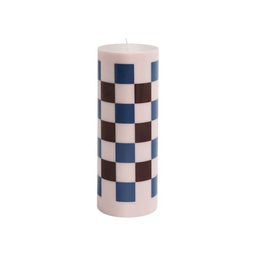 Bougie bloc Column cire multicolore / Ø 9 x H 25 cm / Seconde vie - Hay - Rose clair / Bordeaux / Bleu foncé - Huile, Stéarine